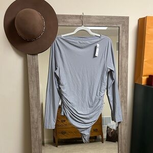 Abercrombie & Fitch Light Gray Long Sleeve Bodysuit